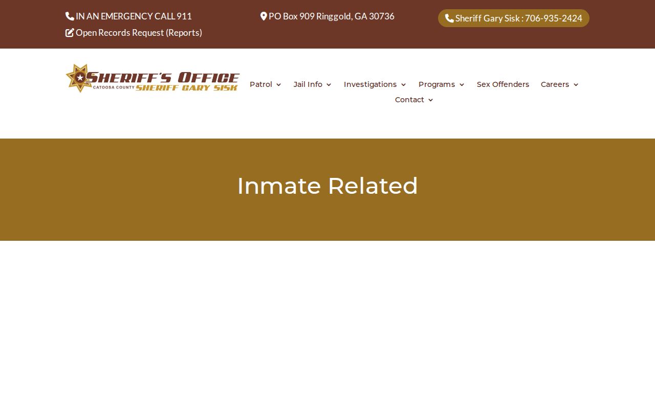Catoosa County arrest and inmate related services page