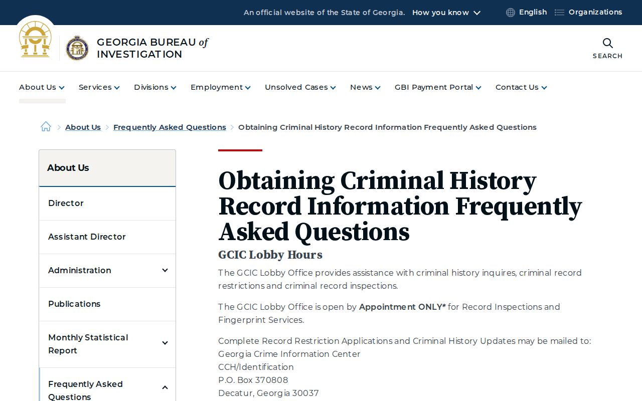 Catoosa County criminal history GCIC access information